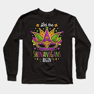 Mardi Gras Costume Let The Shenanigans Begin Mask Long Sleeve T-Shirt